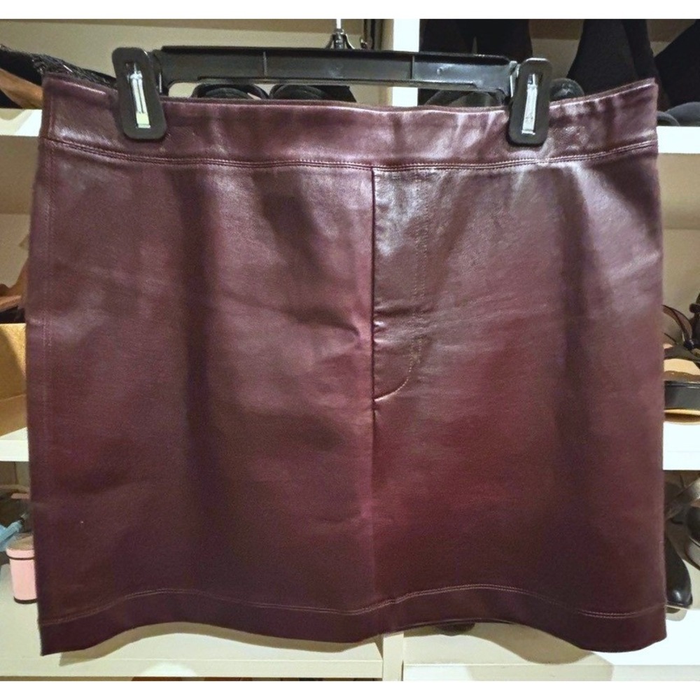 Helmut Lang Lamb Leather Mini Skirt Oxblood Burgundy Size 12 NWOT $695